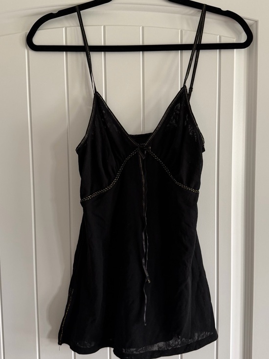 The Limited Tops - The Limited Black Embellished Tie Front Cami Tank Top XS